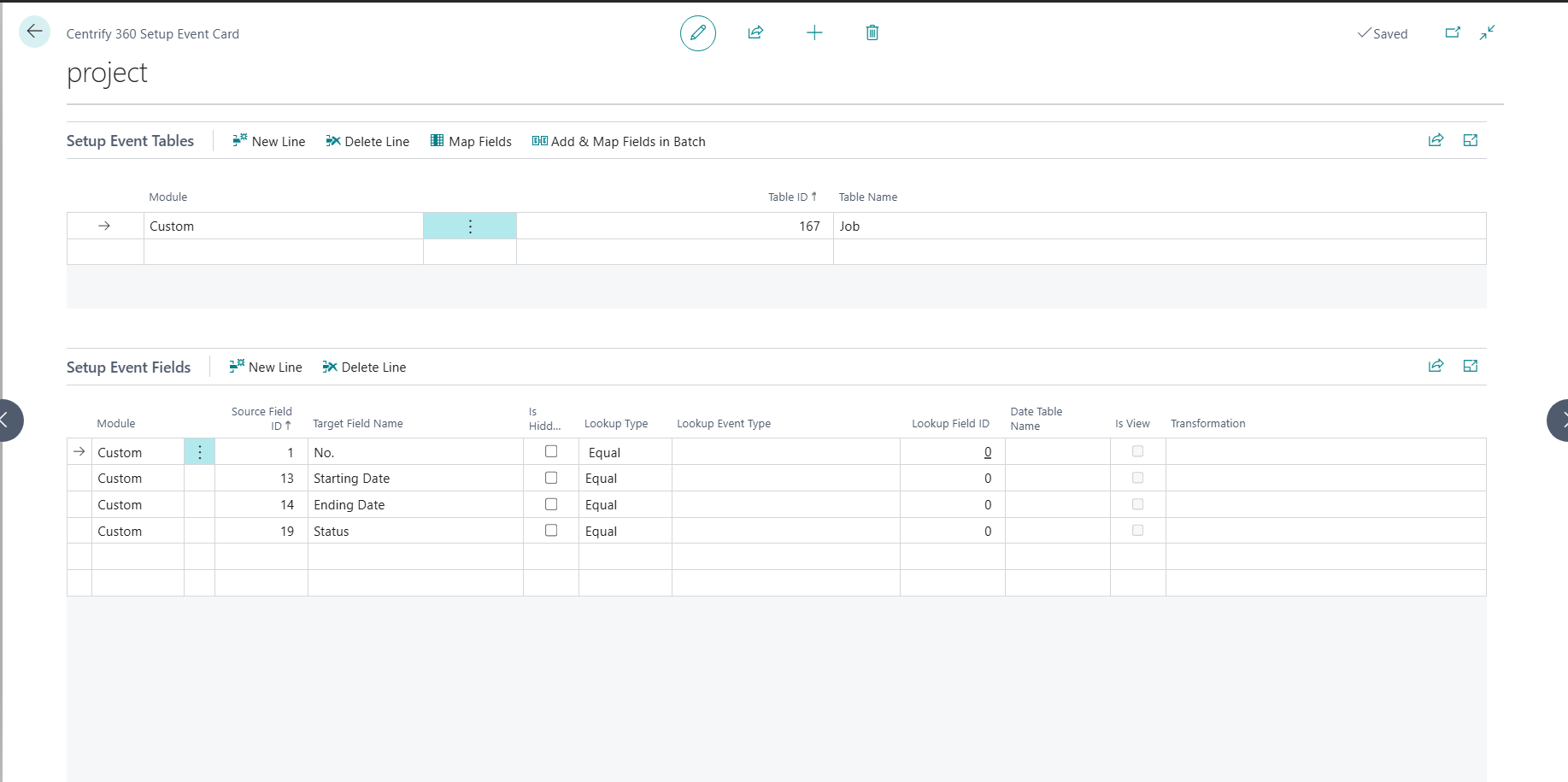 Project Event Fields After Adding