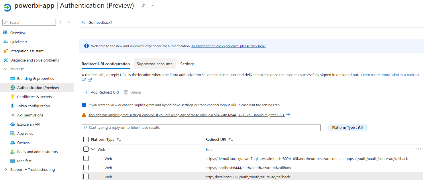 Redirect URL